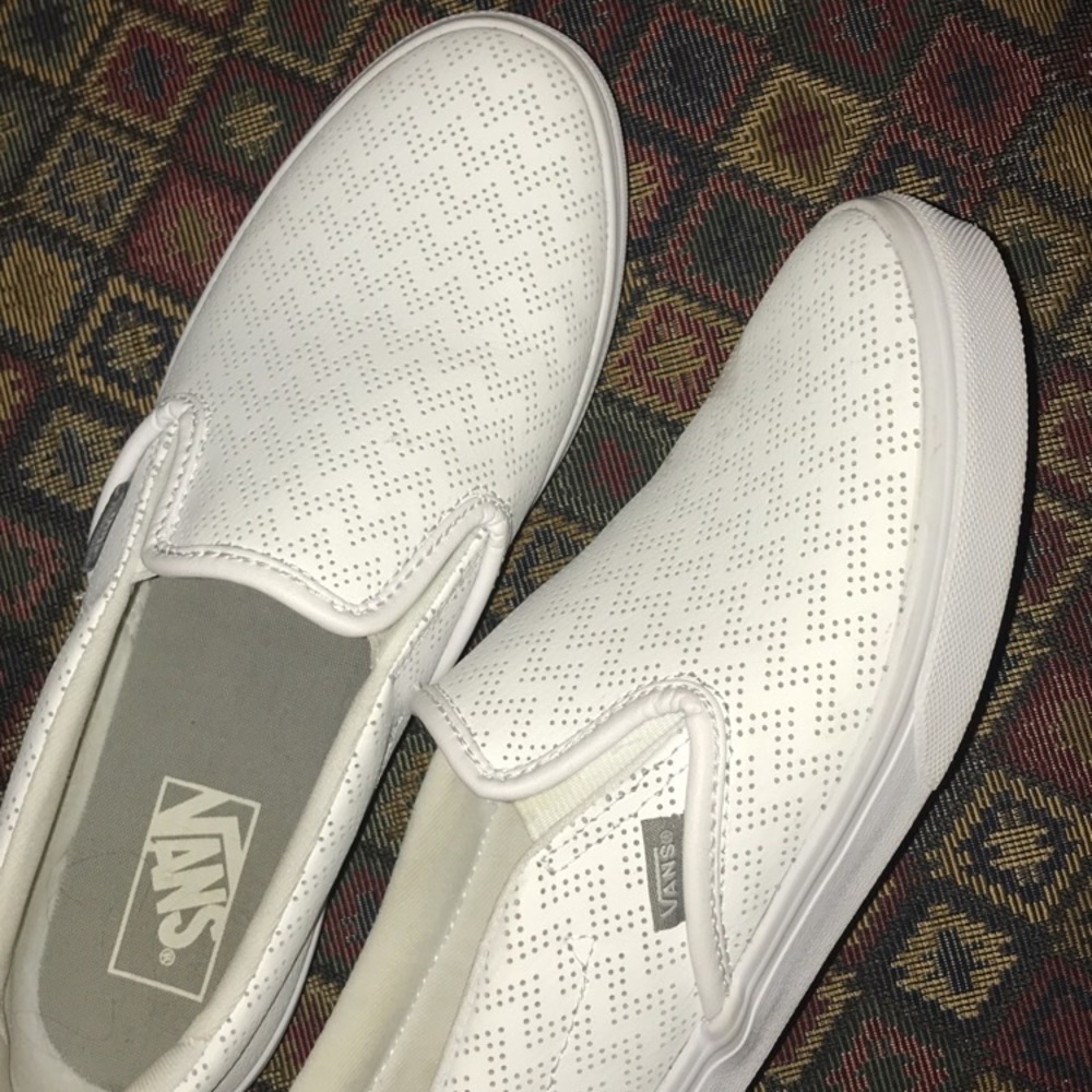 Vans White Slip Ons